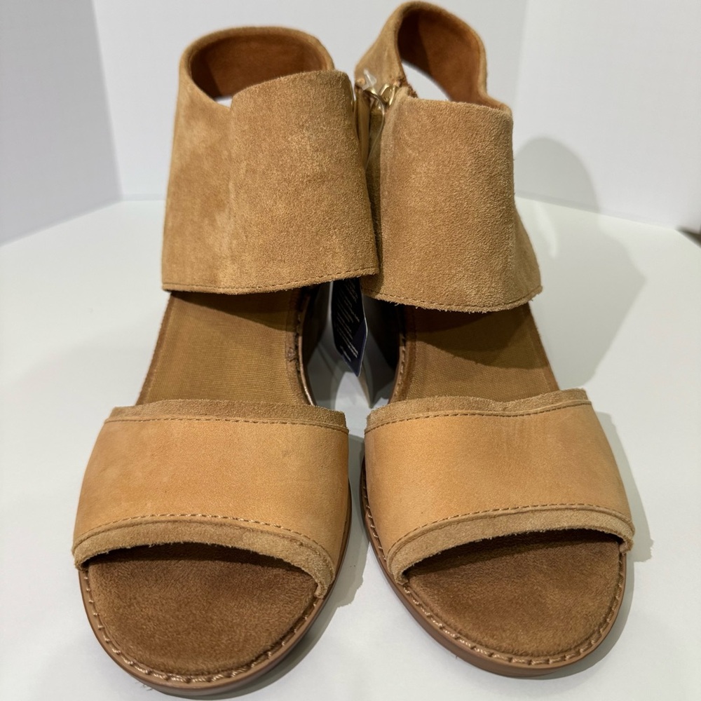 NWT TOMS Majorca Honey Open-Toe Suede Block Heels - Picture 3 of 10
